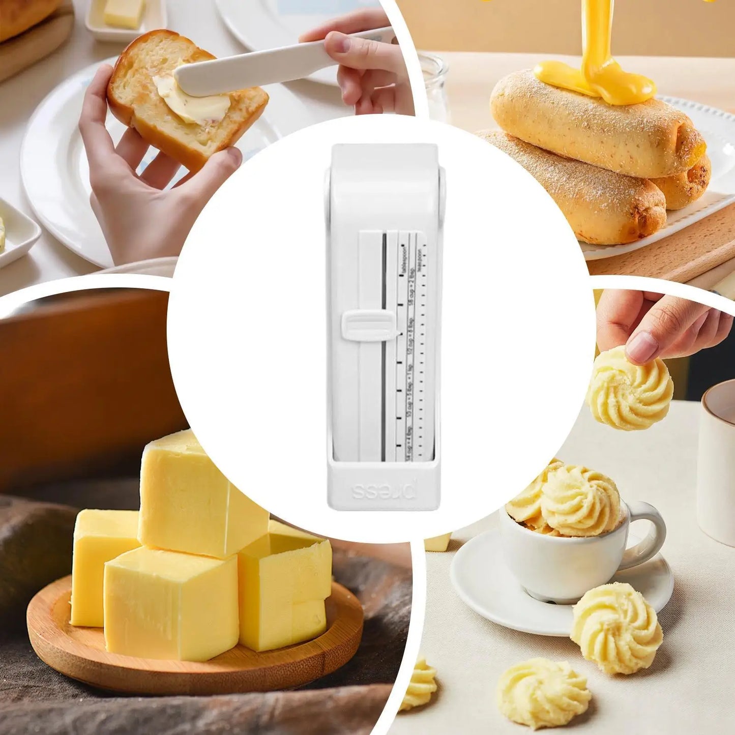 Butter Cutter with Measurement Marks | Stick Butter Slicer & Cheese Splitter