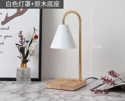 Electric Candle Heater with Wood Base and Aromatherapy Light