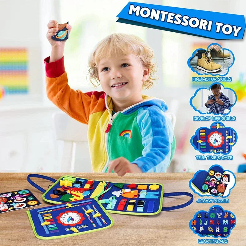 Montessori Busy Board for Toddlers – Felt Quiet Book Activity Toy