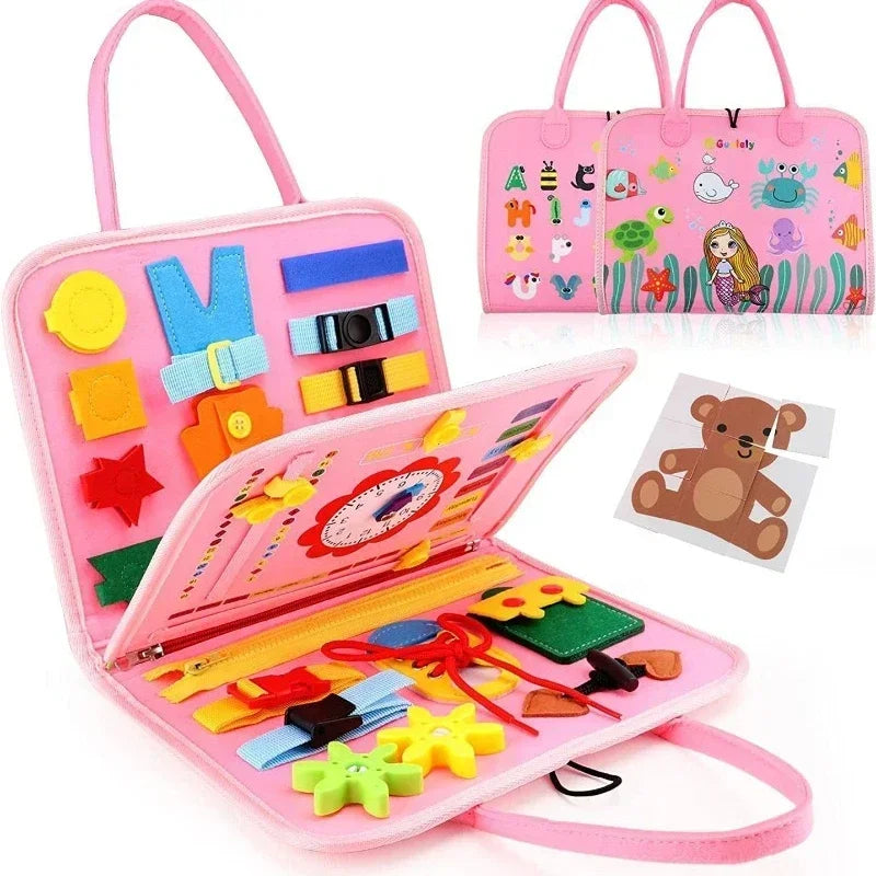 Montessori Busy Board for Toddlers – Felt Quiet Book Activity Toy