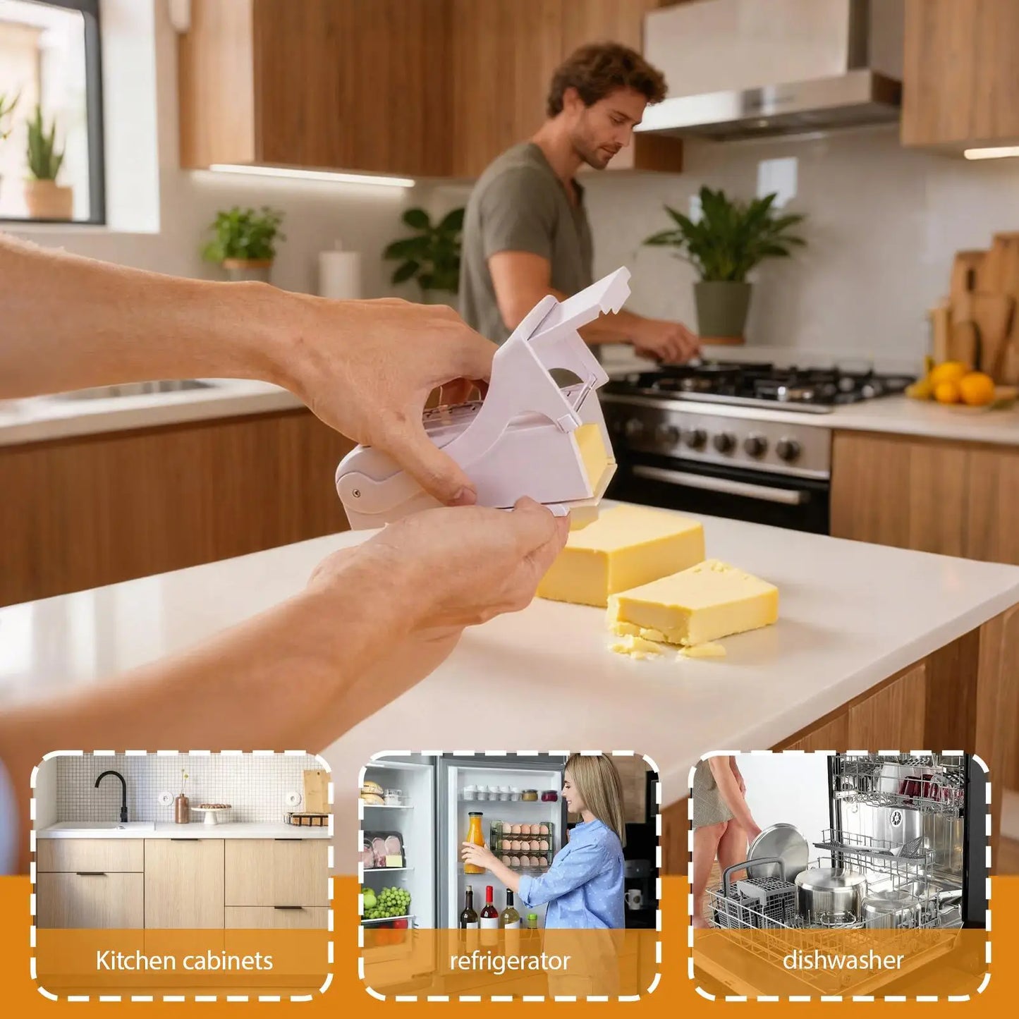 Butter Cutter with Measurement Marks | Stick Butter Slicer & Cheese Splitter