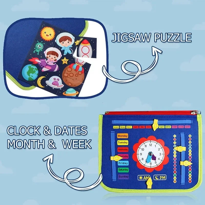 Montessori Busy Board for Toddlers – Felt Quiet Book Activity Toy