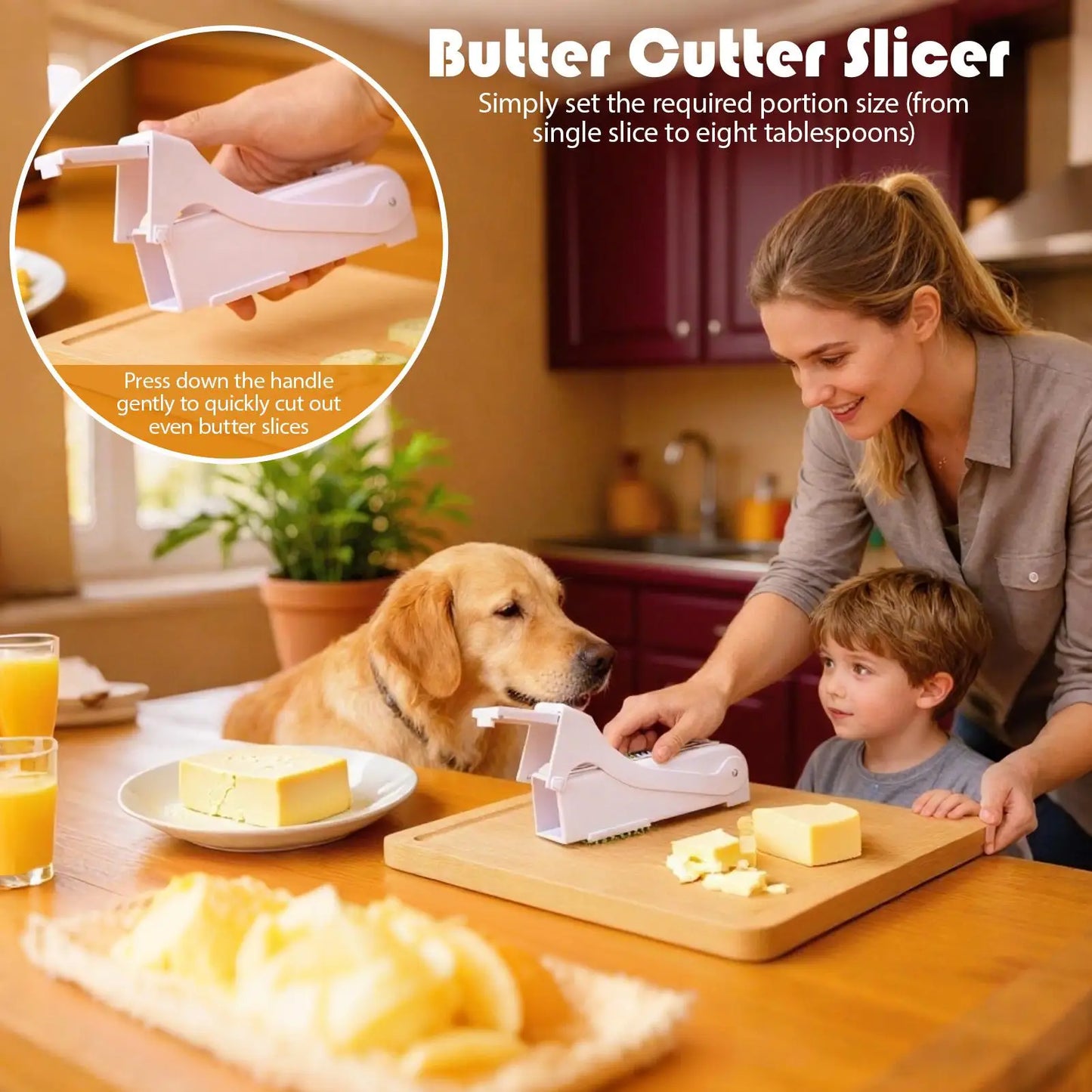 Butter Cutter with Measurement Marks | Stick Butter Slicer & Cheese Splitter