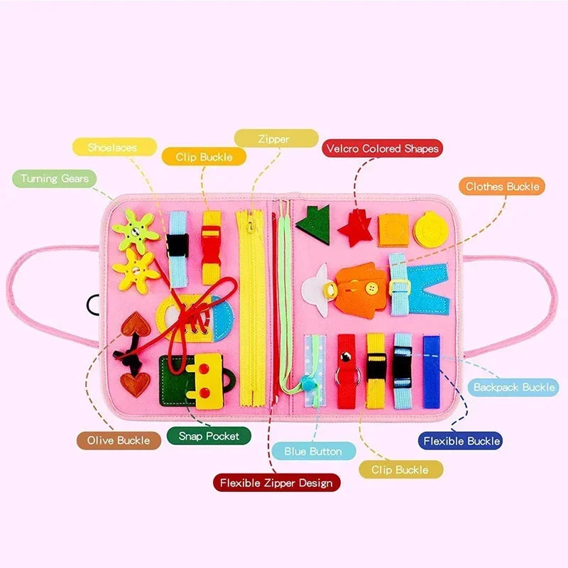 Montessori Busy Board for Toddlers – Felt Quiet Book Activity Toy
