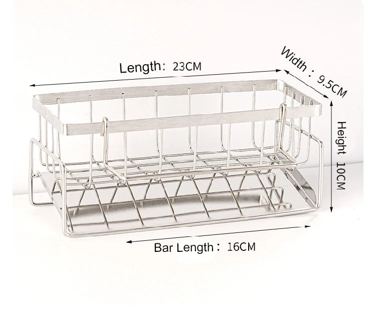 Stainless Steel Sink Organizer Rack – Sponge, Brush & Rag Holder for Kitchen